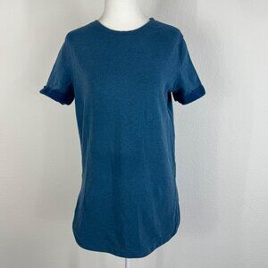 Lululemon Womens Blue Top Short Sleeve Size 4 Terry Interior Rounded Hem